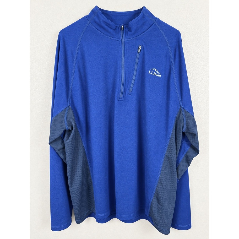 L.L.Bean Mens XXL Performance 1/4 Zip Pullover Blue S.Cafe Mesh Running 300604